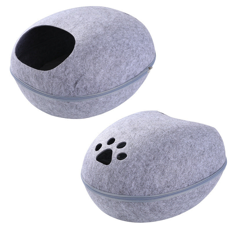 Eggshell Felt Cat Bed - Year-round Semi-closed Nest
