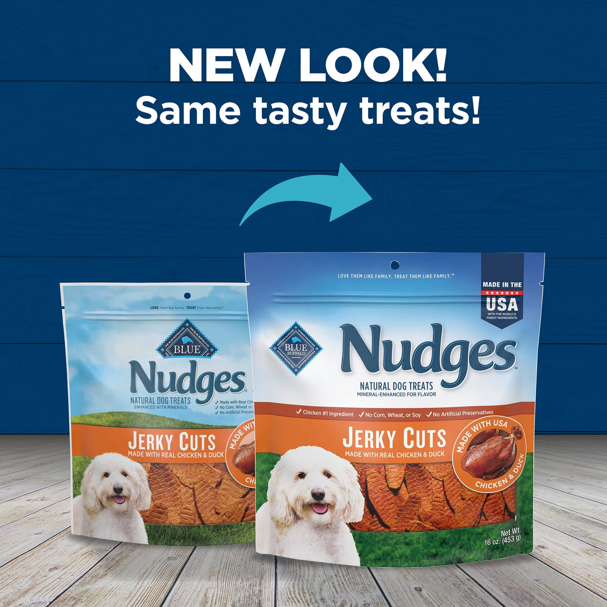 Nudges Jerky Cuts Dog Treats Made with Real Chicken & Duck, 16-Oz. Bag