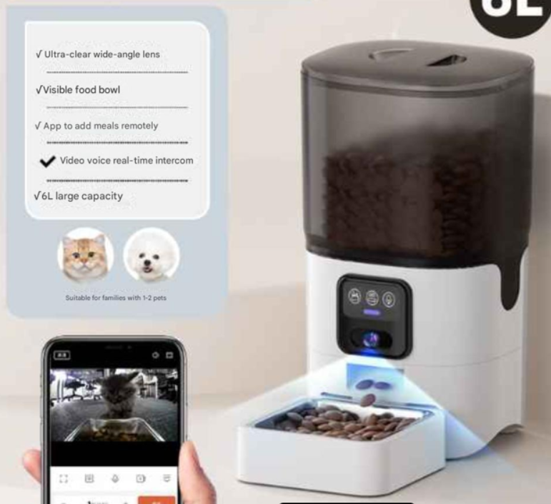 6L Smart Automatic Pet Feeder with WiFi & Camera