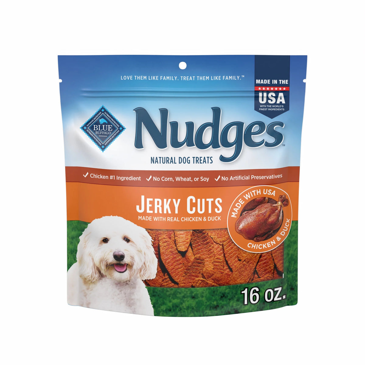 Nudges Jerky Cuts Dog Treats Made with Real Chicken & Duck, 16-Oz. Bag