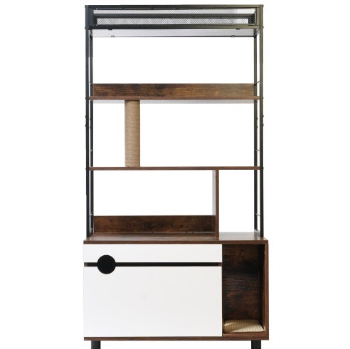 Cat Litter Box Enclosure w/ Shelves & Litter Box