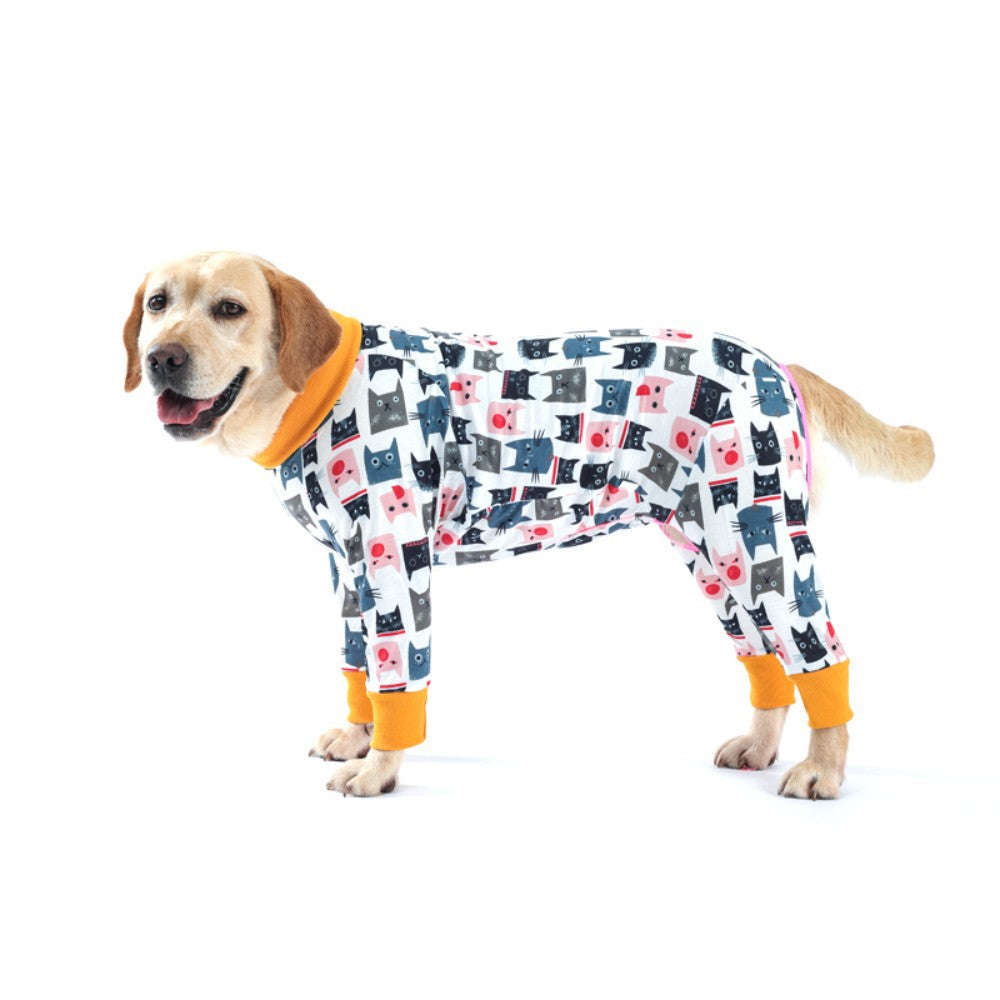 Dog Recovery Suit with Snowman Print – Post-Surgery & Wound Protection