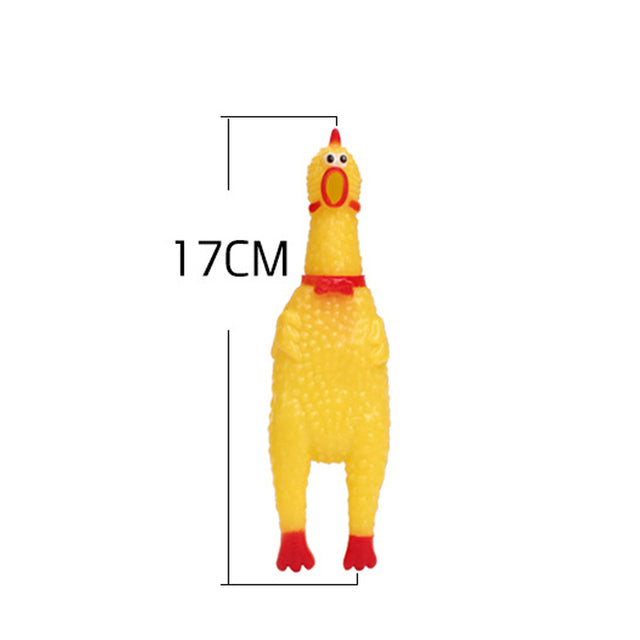 Yellow Rubber Squeaky Chicken Dog Toy