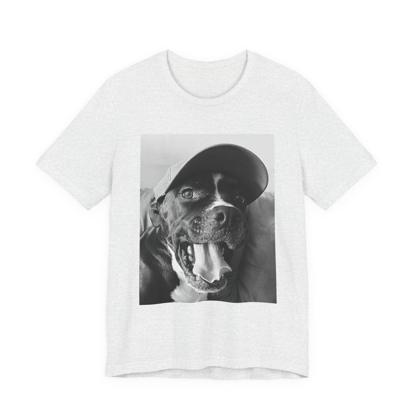 Black & White Dog Photo T-Shirt — Smiling Canine Portrait Tee