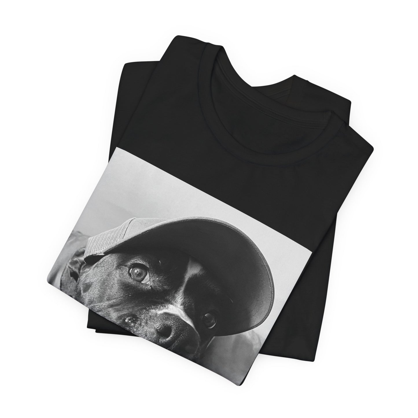 Black & White Dog Photo T-Shirt — Smiling Canine Portrait Tee