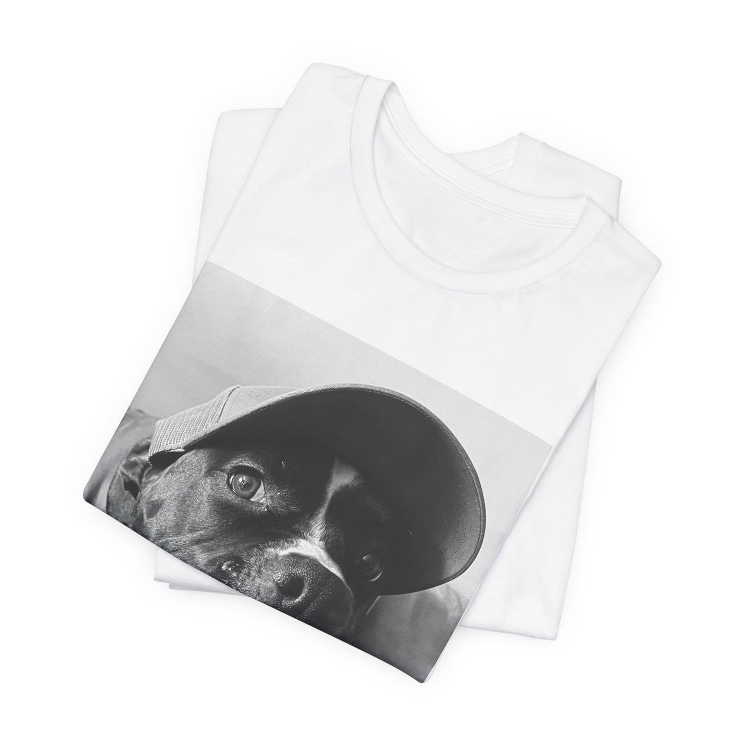 Black & White Dog Photo T-Shirt — Smiling Canine Portrait Tee