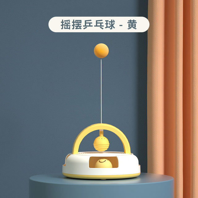 Cat Toy Turntable with Feather Teaser and Ball