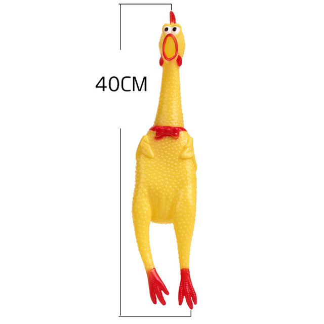 Yellow Rubber Squeaky Chicken Dog Toy