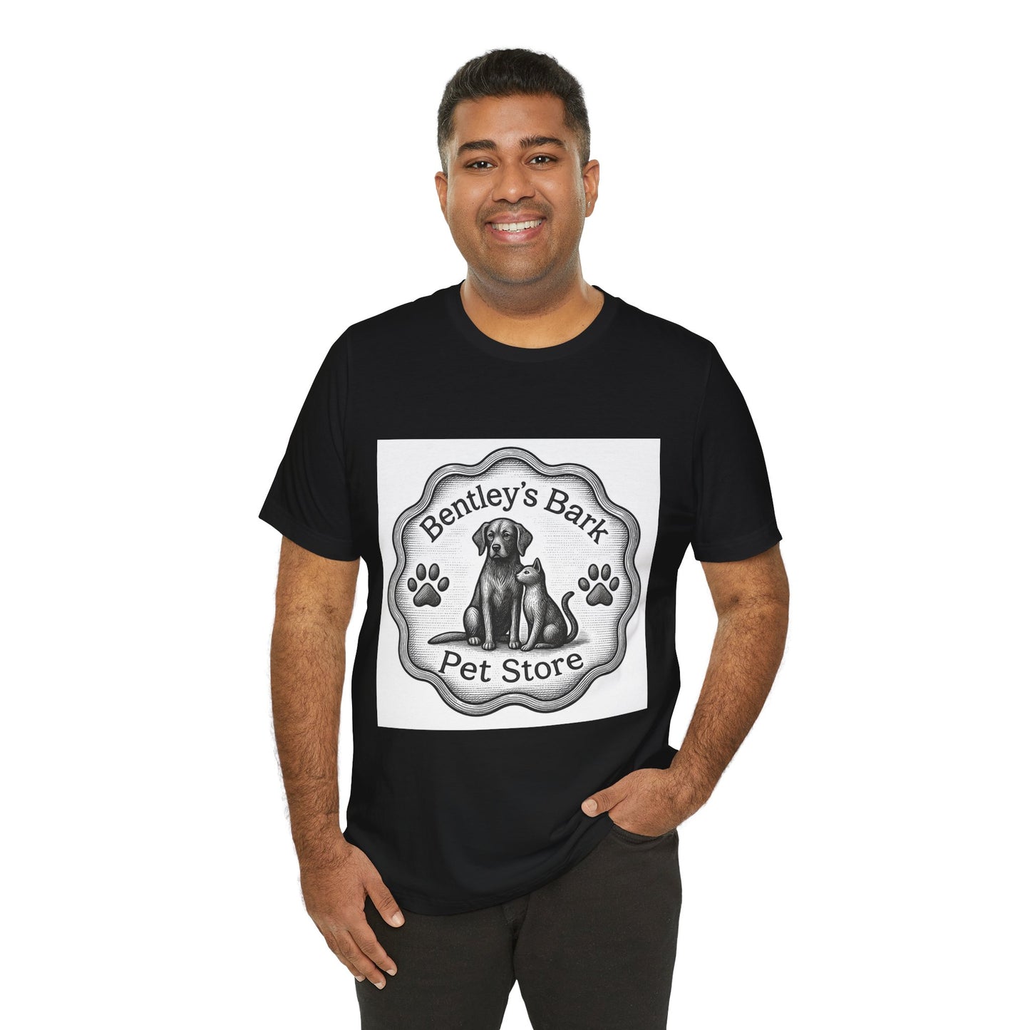 Copy of Bentley’s Bark Pet Store T-Shirt — Vintage Paw Logo Tee