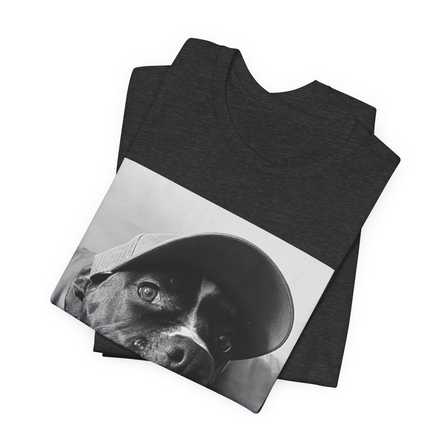Black & White Dog Photo T-Shirt — Smiling Canine Portrait Tee