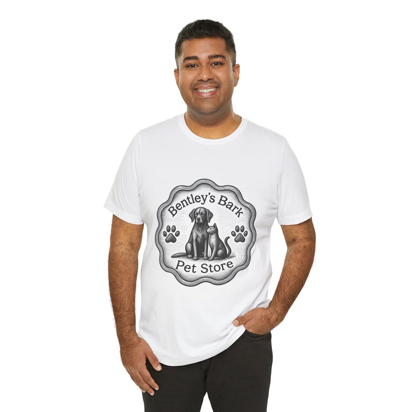 Copy of Bentley’s Bark Pet Store T-Shirt — Vintage Paw Logo Tee