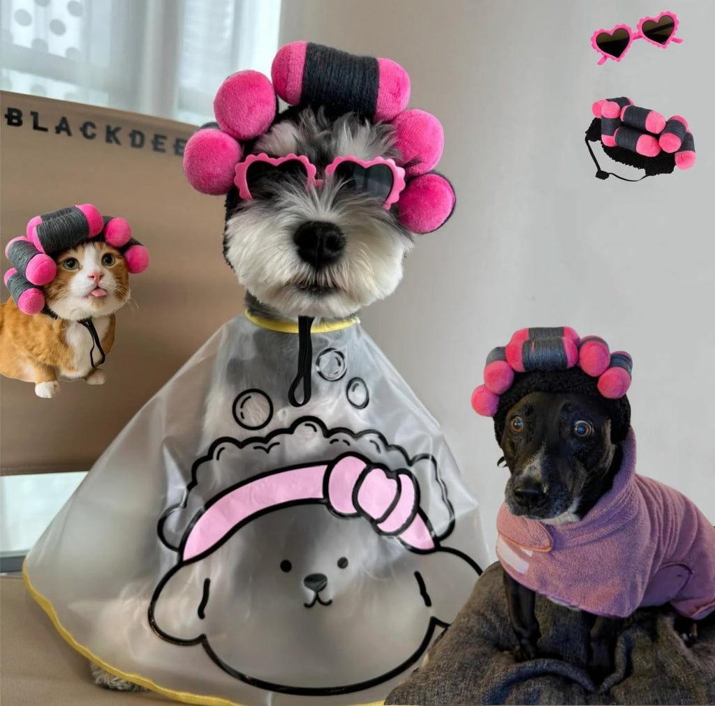 Dog Curler Wig Costume with Glasses