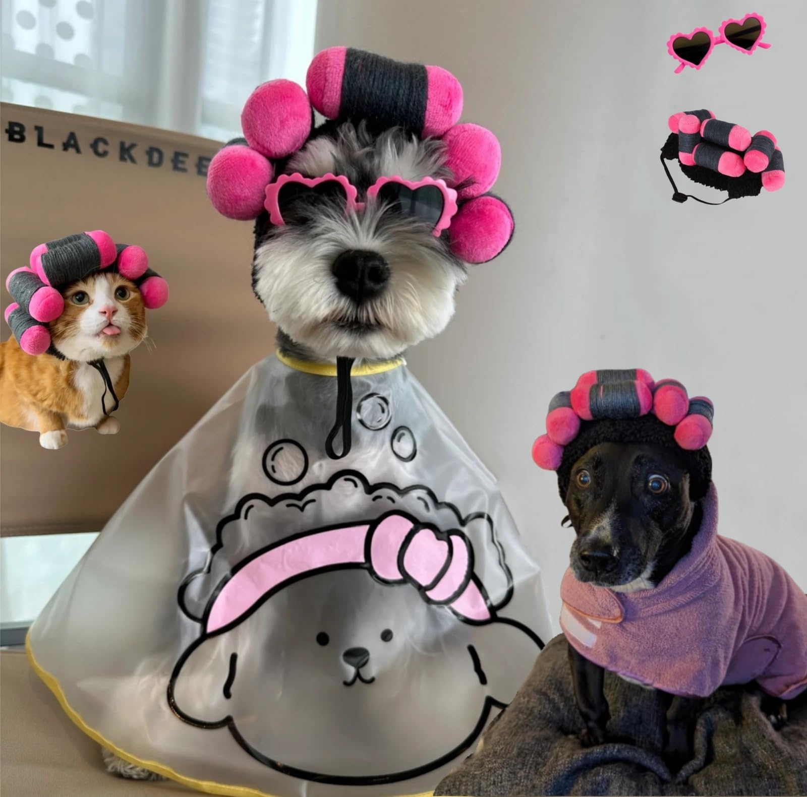 Dog Curler Wig Costume with Glasses