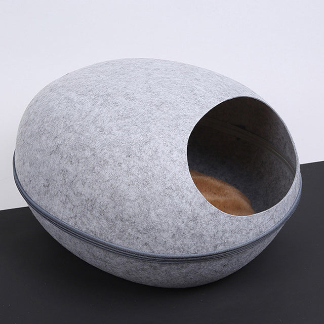 Eggshell Felt Cat Bed - Year-round Semi-closed Nest