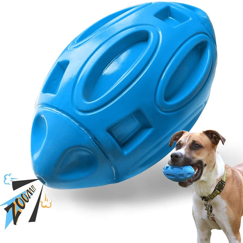 Rubber Sounding Rugby Dog Ball - Bite-Resistant Toy
