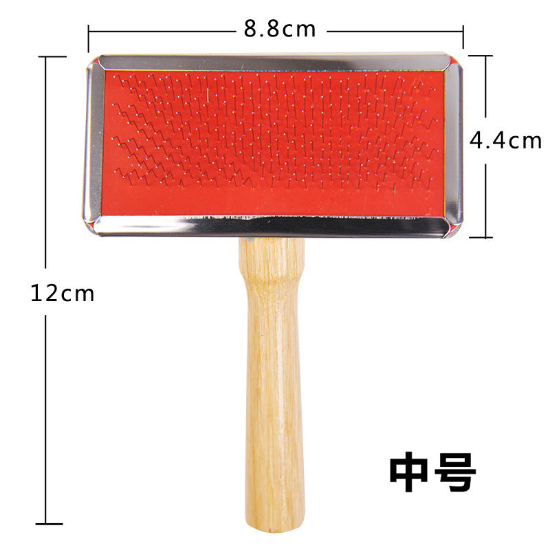 Pet Wooden Handle Needle Brush for Dogs and Cats