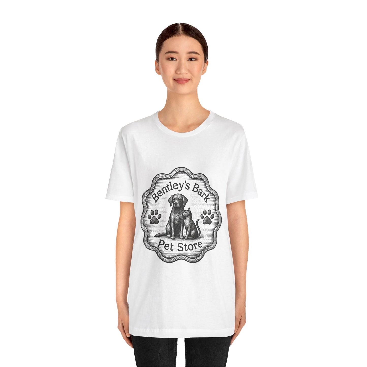 Copy of Bentley’s Bark Pet Store T-Shirt — Vintage Paw Logo Tee