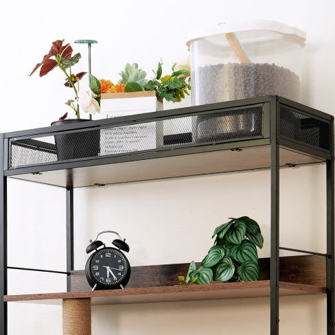 Cat Litter Box Enclosure w/ Shelves & Litter Box