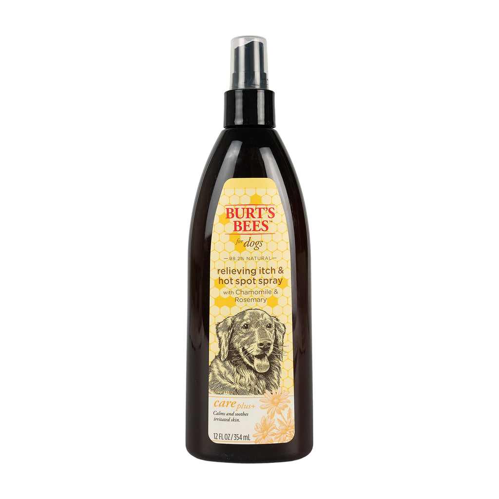 Burts Bees for Pets Care Plus+ Naturally Derived Relieving Itch & Hot Spot Spray with Chamomile & Rosemary - Best Hot Spot Treatment for Dogs - Cruelty FreeMade in USA 12 Oz