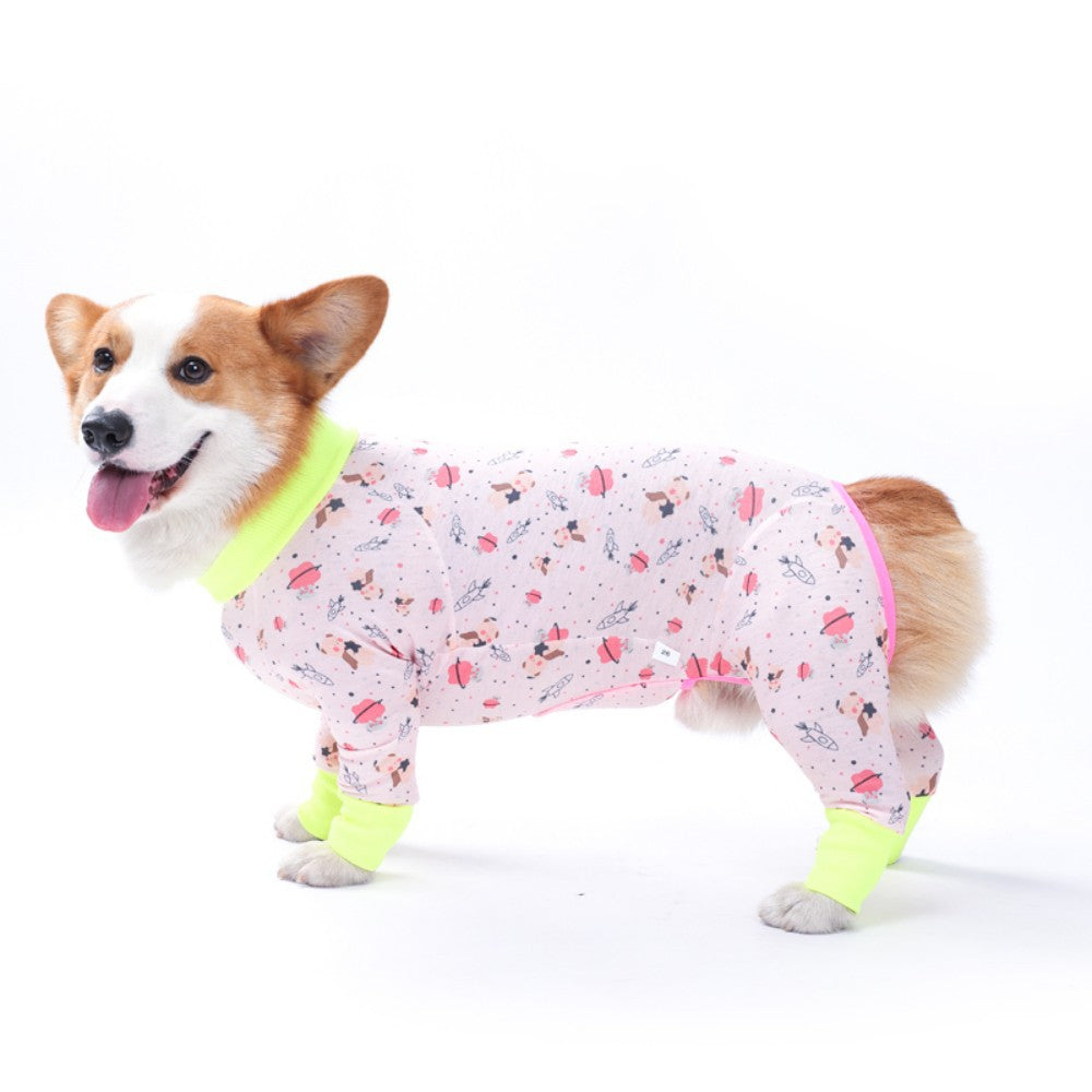 Dog Recovery Suit with Snowman Print – Post-Surgery & Wound Protection
