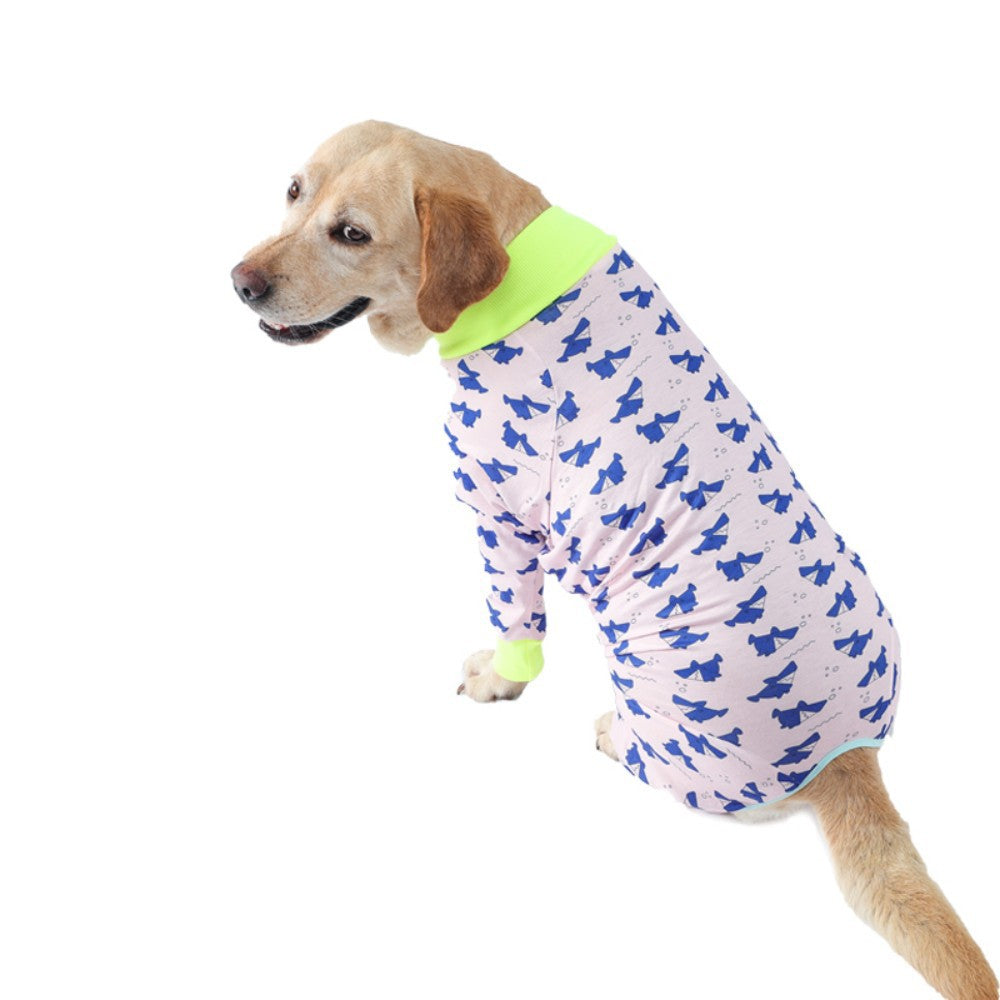 Dog Recovery Suit with Snowman Print – Post-Surgery & Wound Protection