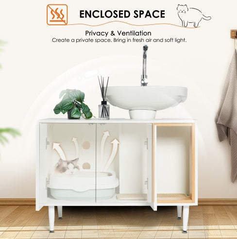 Bathroom Sink Cabinet With Cat Litter Box Enclosure