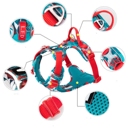 Reflective Nylon Dog Harness and Leash Set – Medium to Large