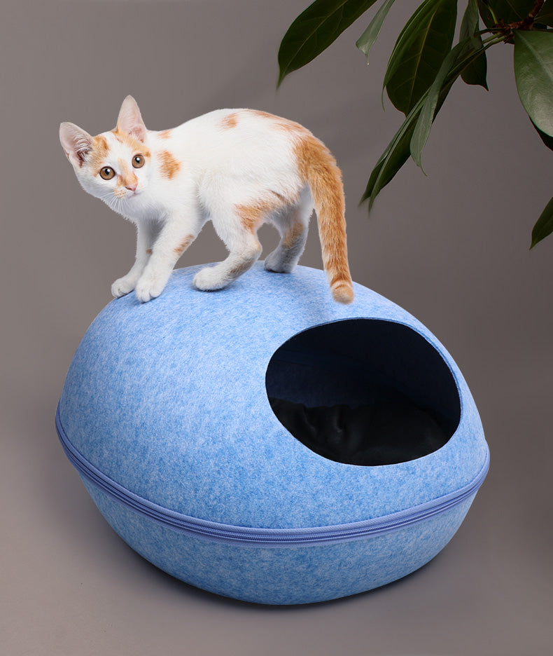 Washable Felt Cat Cave with Semi-Closed Design