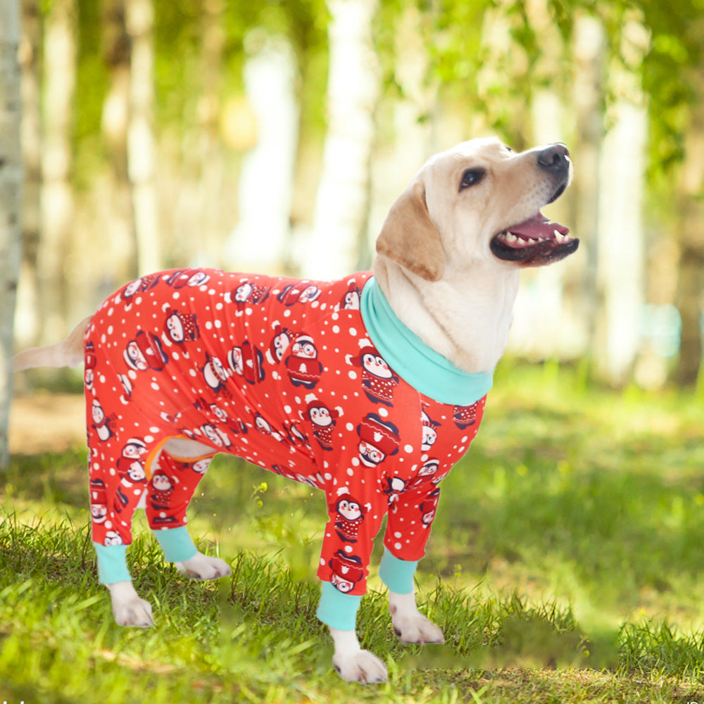 Dog Recovery Suit with Snowman Print – Post-Surgery & Wound Protection