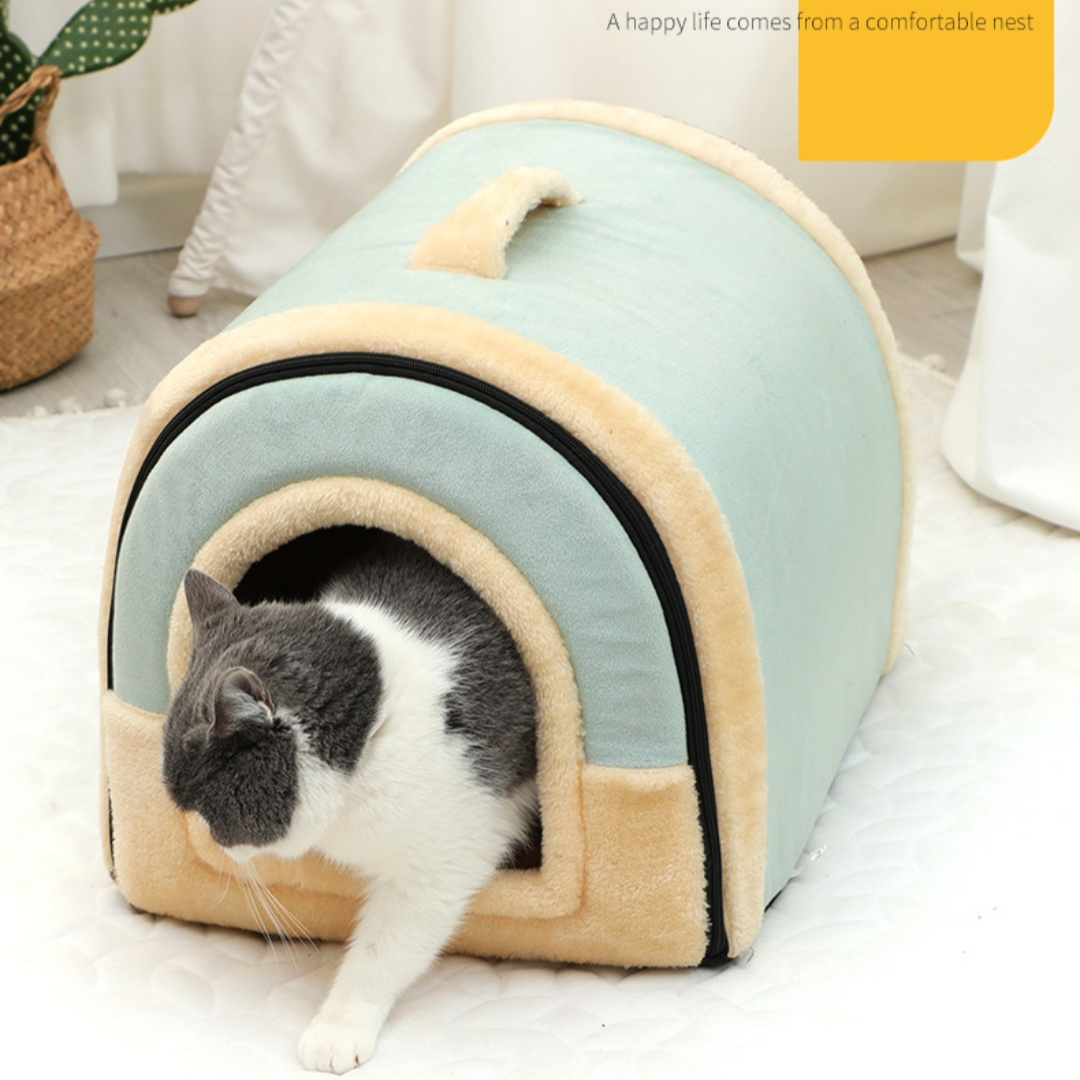 Portable Round Pet Bed with Handle