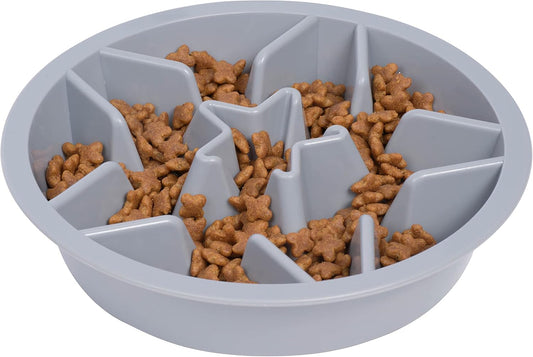 Slow Feeder Dog Bowl, 2 Cup, Puzzle Food Bowl, Gray