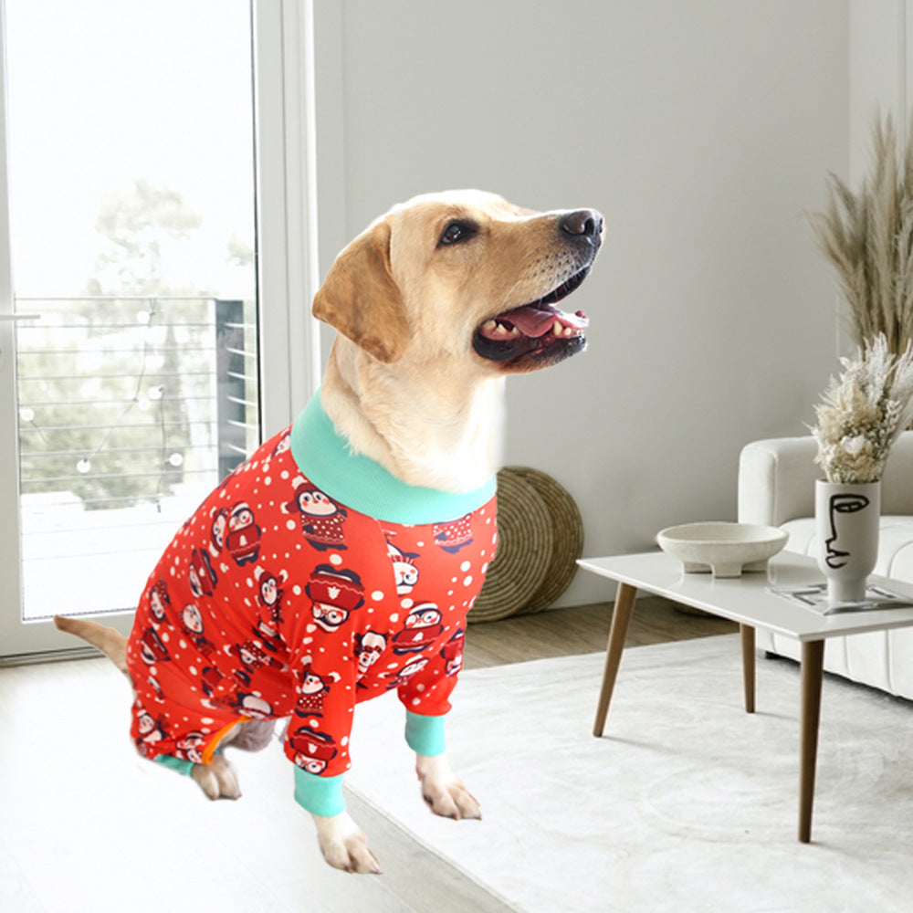 Dog Recovery Suit with Snowman Print – Post-Surgery & Wound Protection