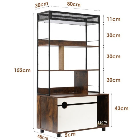Cat Litter Box Enclosure w/ Shelves & Litter Box