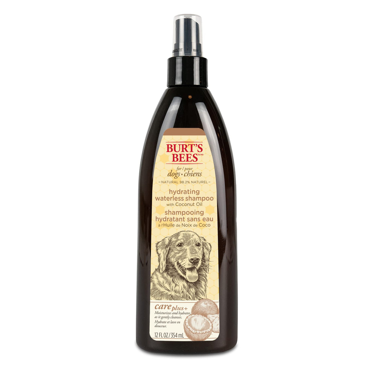 Burts Bees for Pets Care Plus+ Naturally Derived Hydrating Waterless Shampoo Spray with Coconut Oil - Best Dry Shampoo for Dogs - Cruelty Free Made in USA 12 Oz