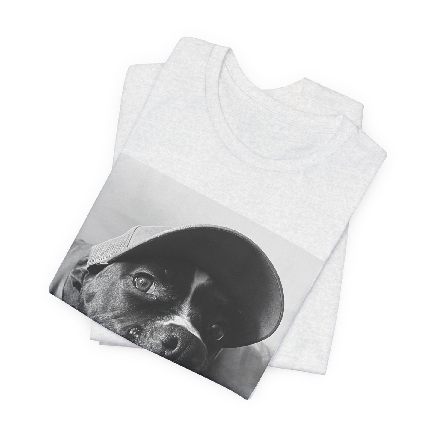 Black & White Dog Photo T-Shirt — Smiling Canine Portrait Tee