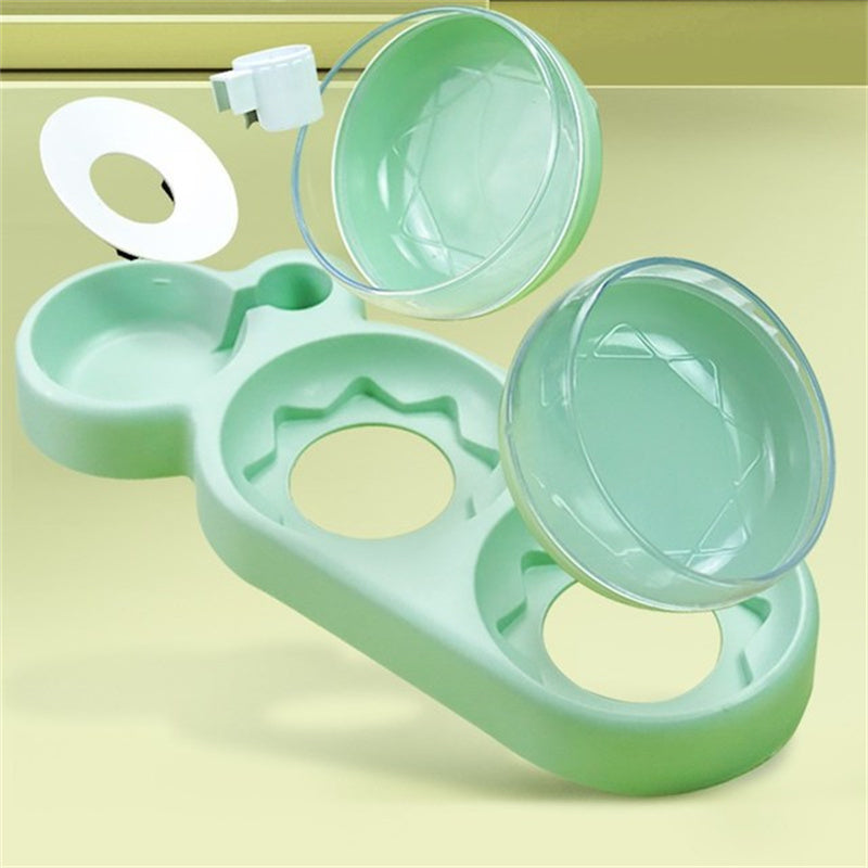 Double Bowls Pet Feeder Container for Cats and Dogs