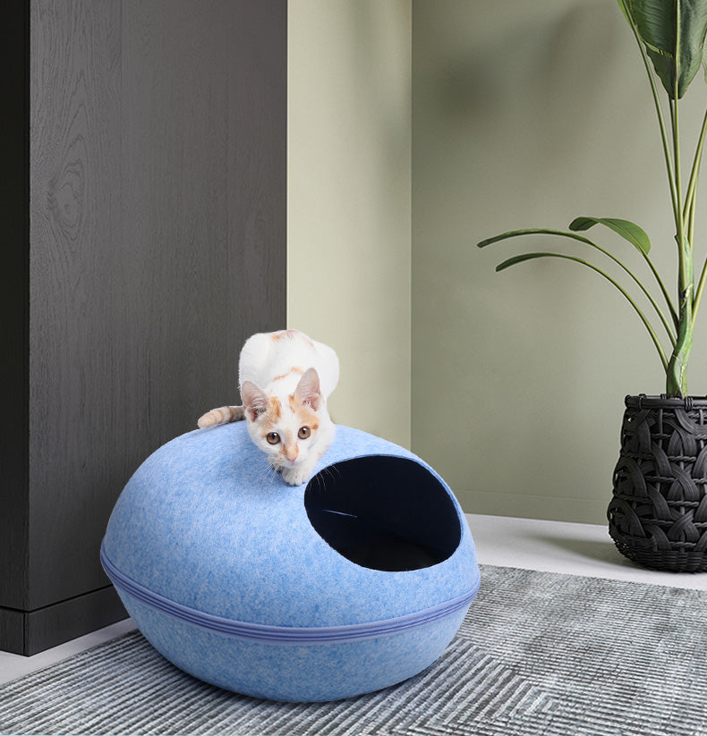 Washable Felt Cat Cave with Semi-Closed Design