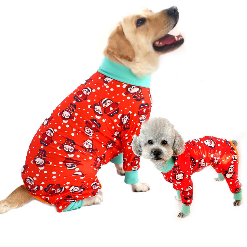 Dog Recovery Suit with Snowman Print – Post-Surgery & Wound Protection