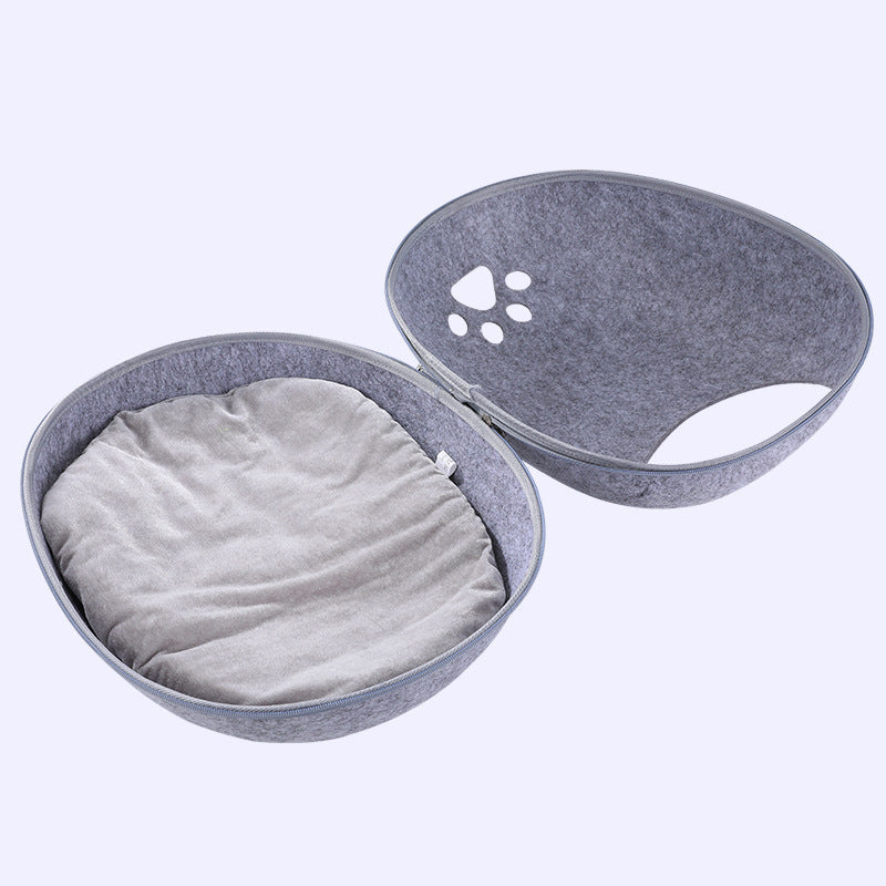 Eggshell Felt Cat Bed - Year-round Semi-closed Nest