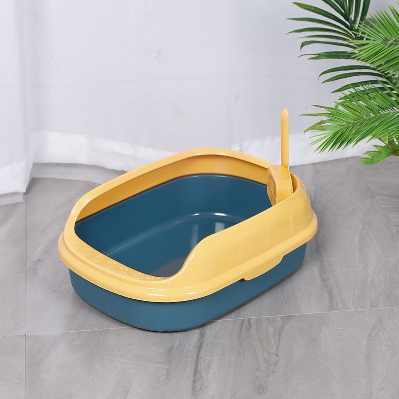 Semi-Enclosed Cat Litter Basin with Durable Shovel