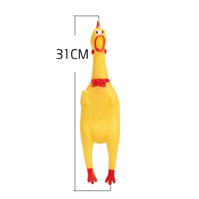 Yellow Rubber Squeaky Chicken Dog Toy