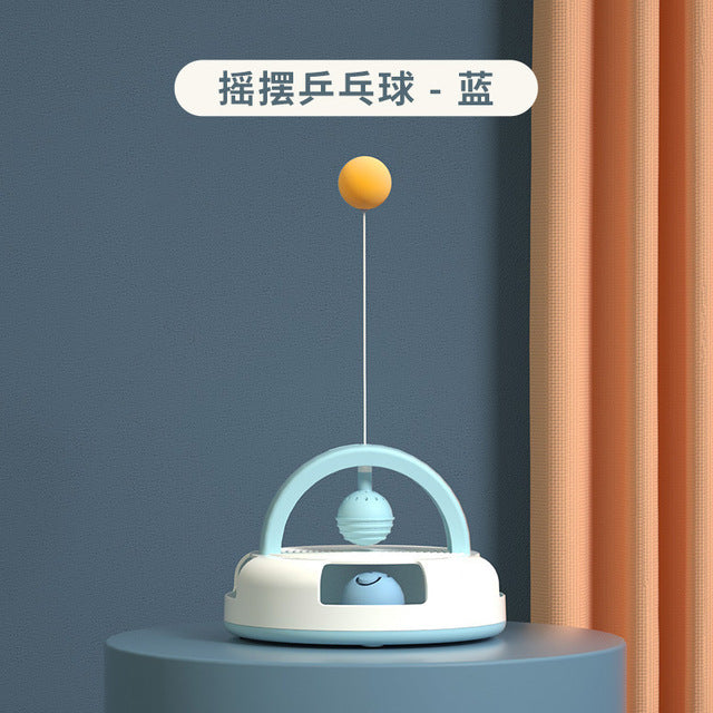 Cat Toy Turntable with Feather Teaser and Ball