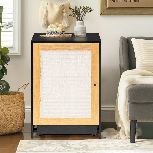 Cat Litter Box Enclosure, Hidden Cat Washroom, Kitty End Table, Litter Cabinet With Sisal Door,Black