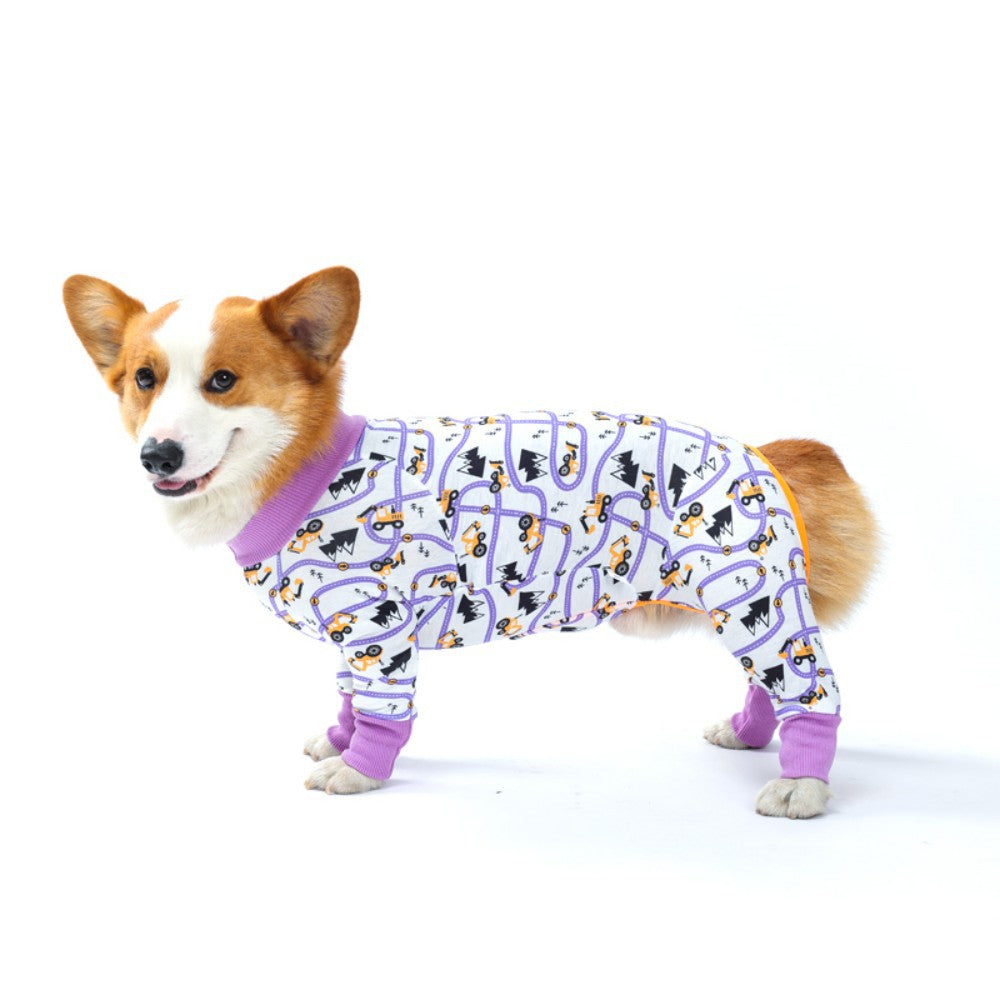 Cute Cartoon Dog Print Bodysuit – Everyday Fashion Suit for Pets