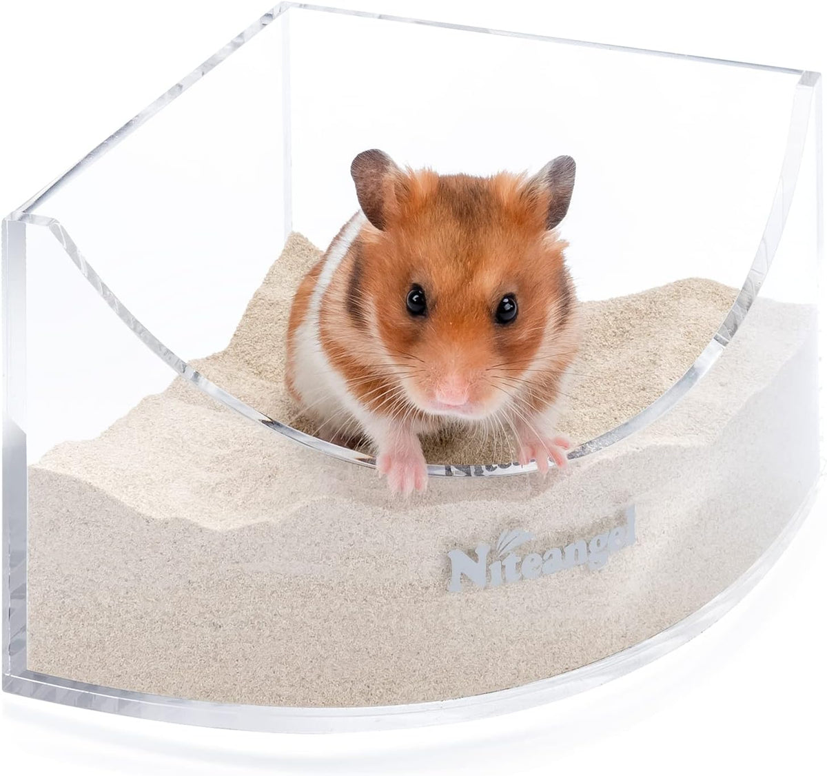 Small Animal Sand-Bath Box - Acrylic Critter'S Sand Bath Shower Room & Digging Sand Container for Hamsters Mice Lemming Gerbils or Other Small Pets (Fan-Shaped, Transparent)