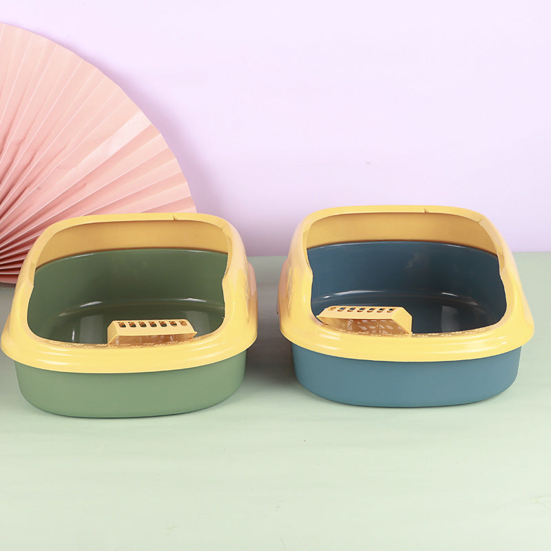 Semi-Enclosed Cat Litter Basin with Durable Shovel