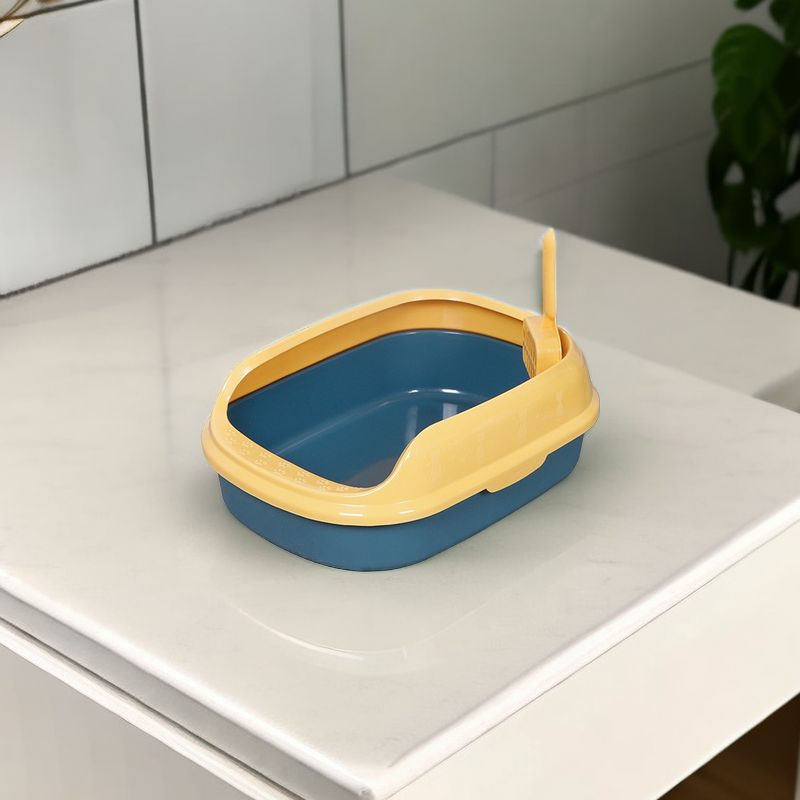 Semi-Enclosed Cat Litter Basin with Durable Shovel