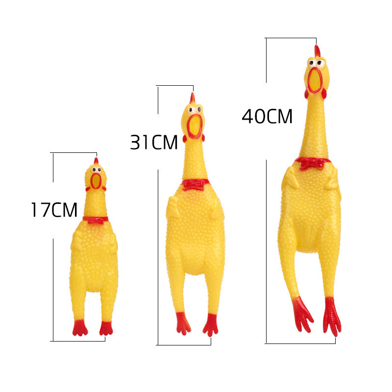 Yellow Rubber Squeaky Chicken Dog Toy