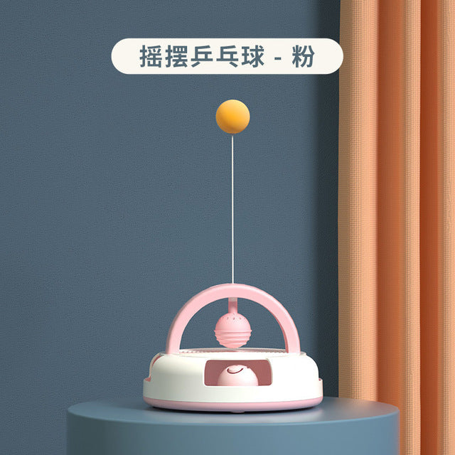 Cat Toy Turntable with Feather Teaser and Ball