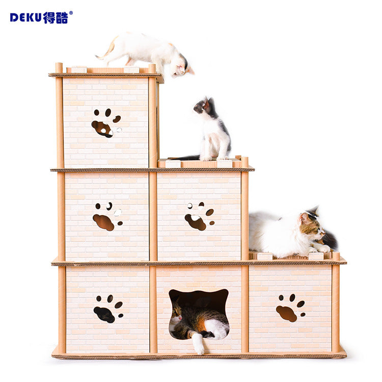 DeCool Corrugated Paper Cat House and Scratching Post